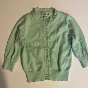 Girlhood Light Green Baby Cardigan Scalloped Edge Detailed Buttons